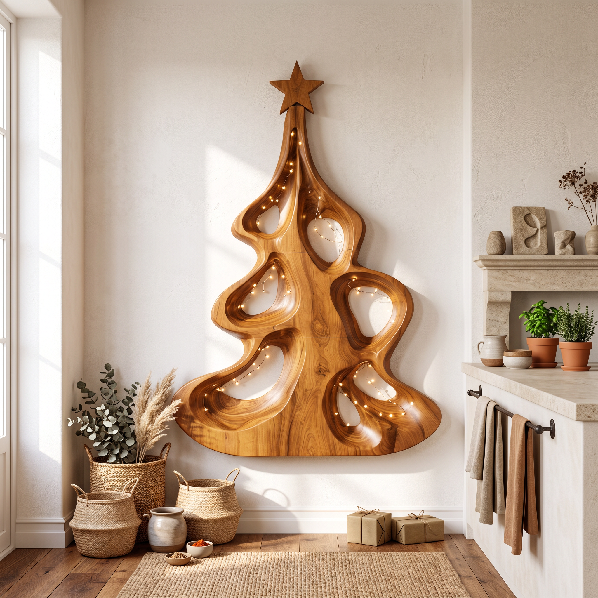 Decorazione moderna da parete natalizia con albero cavo artistico per l'ingresso SINLSAWA151