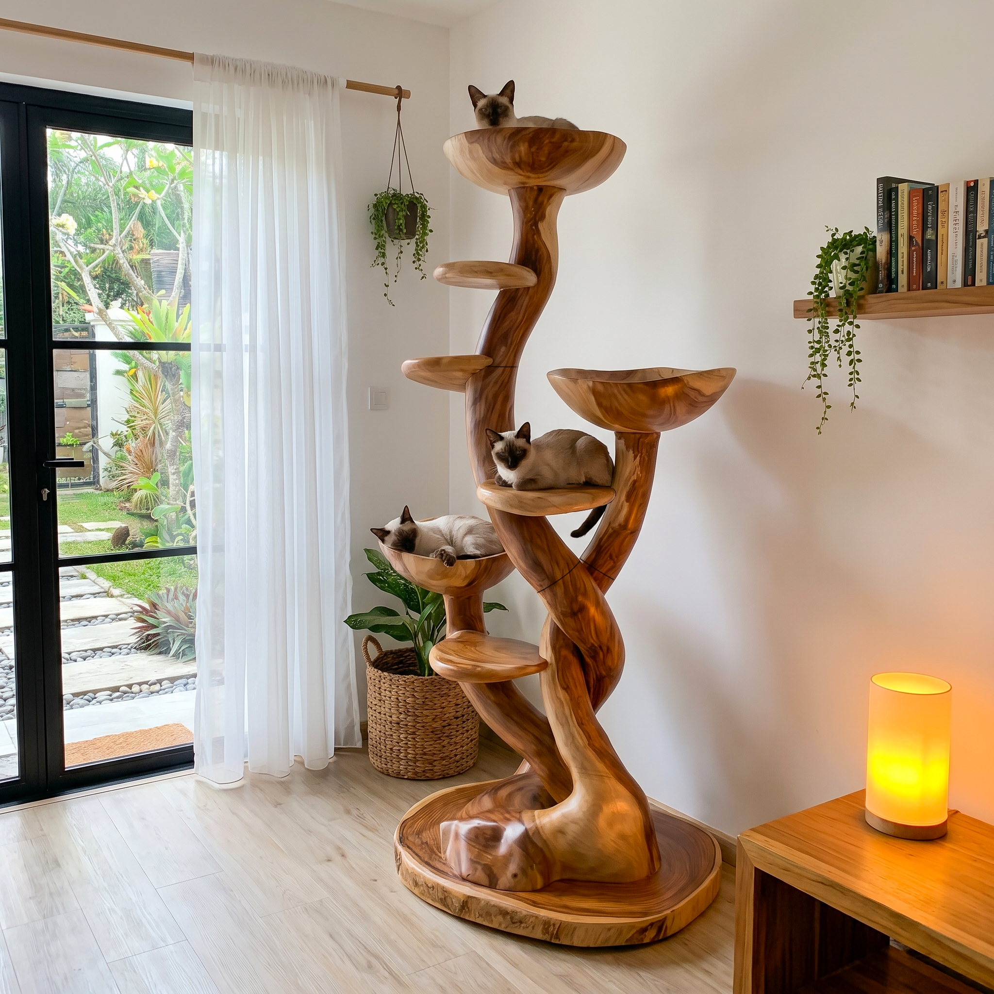 Albero Tira Graffi Scultoreo Organico Con Piattaforme Multi Livello Per Gatti Da Interno SINLHATT018