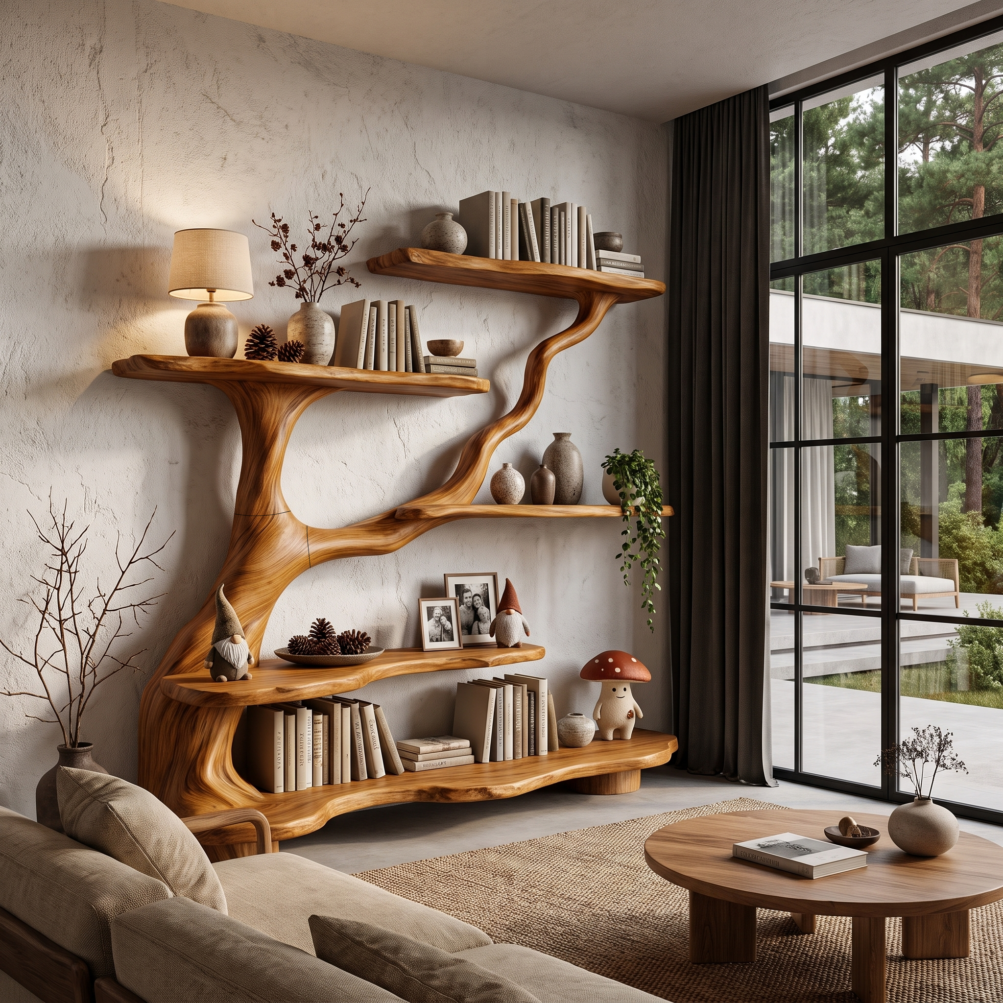 Libreria ad albero biologica con design a rami fluenti per soggiorno SINLHATB776