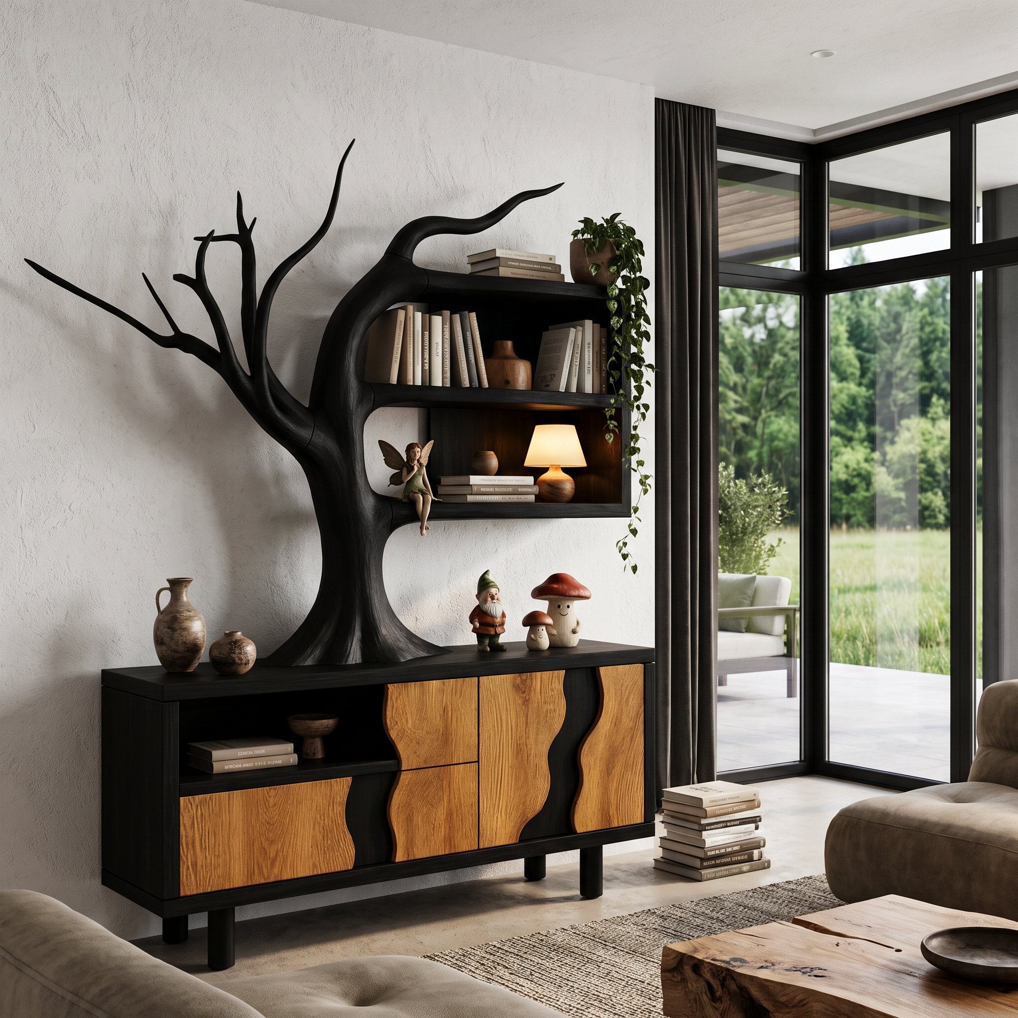 Mobile Moderno Con Design Integrato A Ramo D'Albero Per Soggiorno SINLHASD546