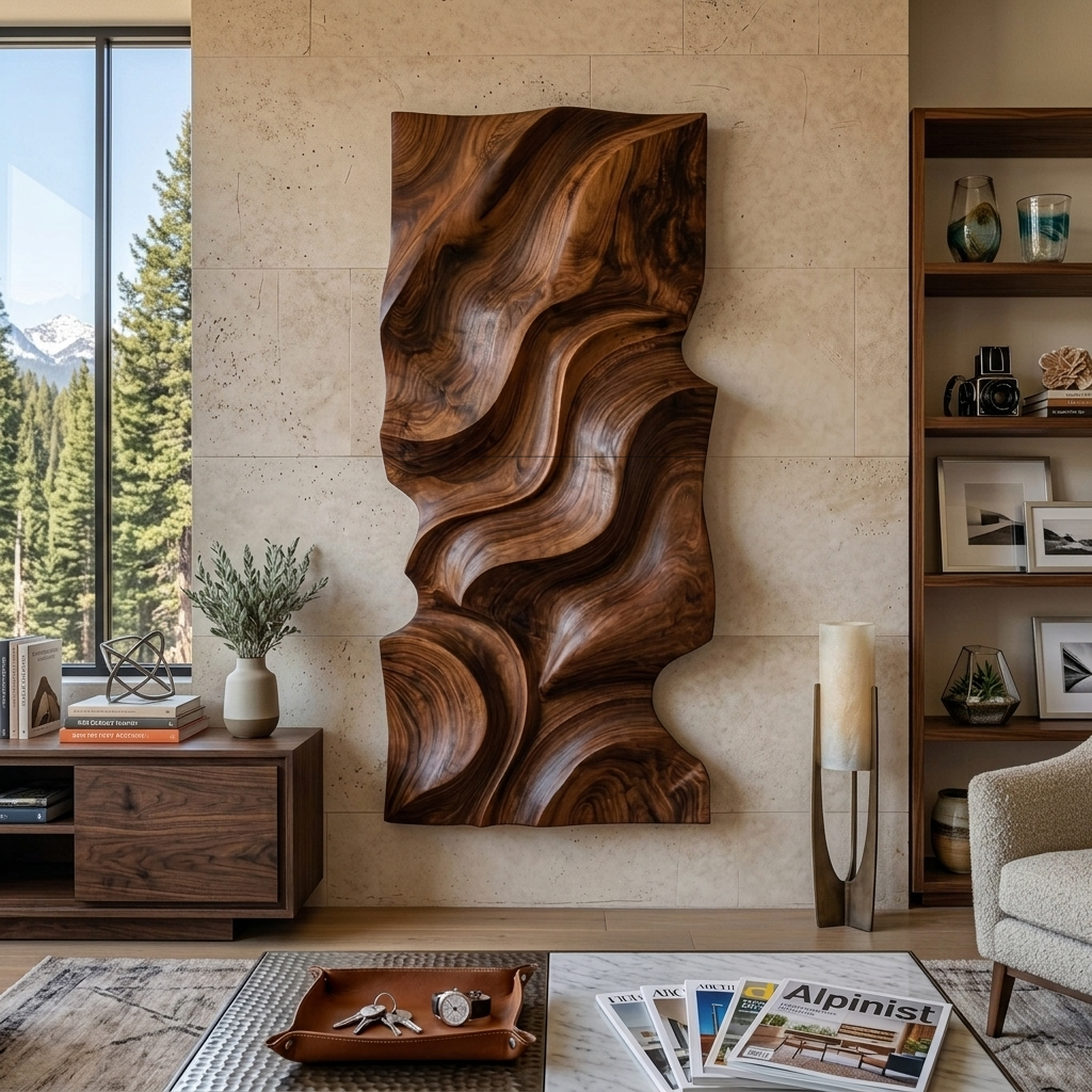 Pezzo d'arte da parete moderno organico per soggiorno SITHTTWA046
