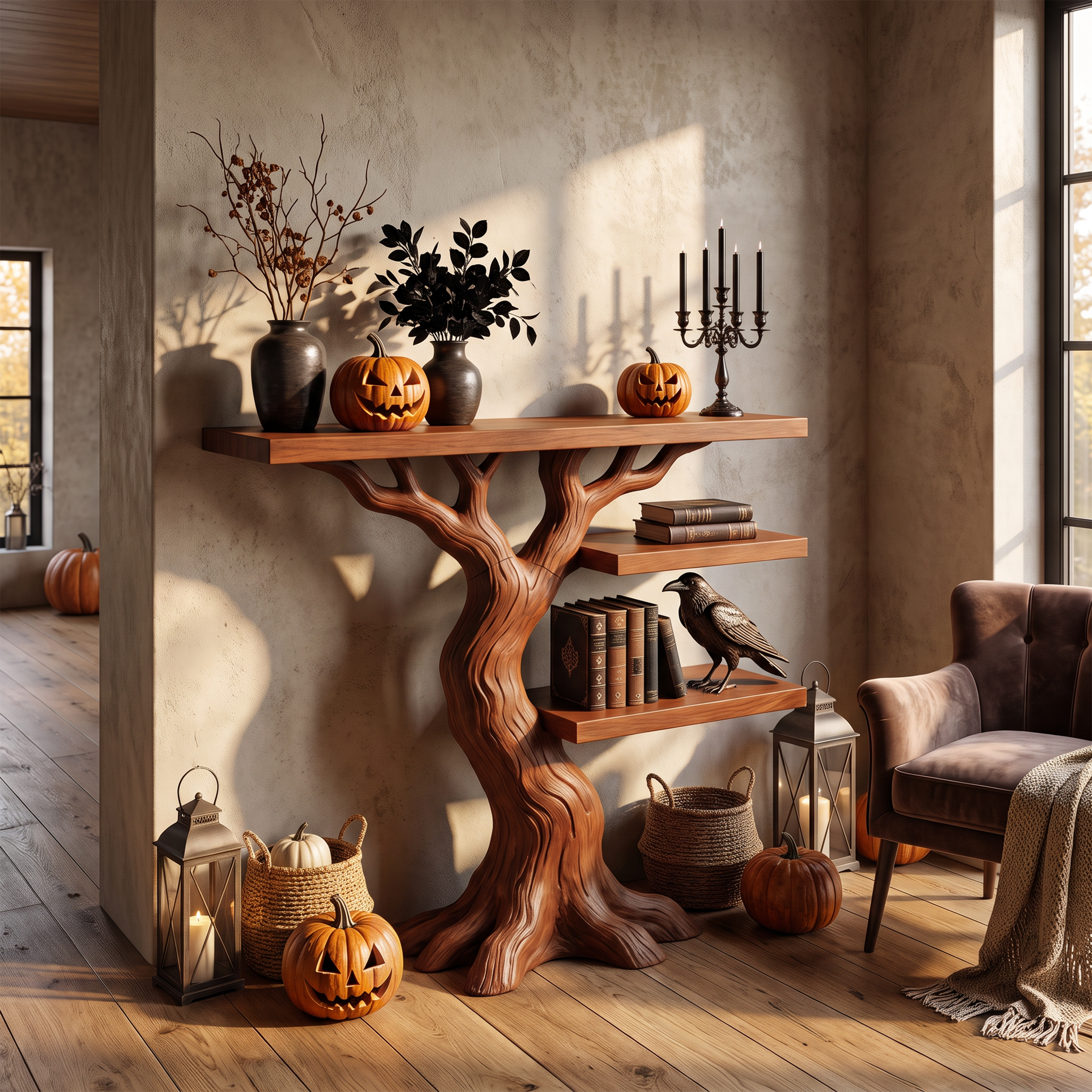 Tavolo Console a Ramo Stile Woodland Contemporaneo Per Decorazioni di Halloween SILDTTNCS157