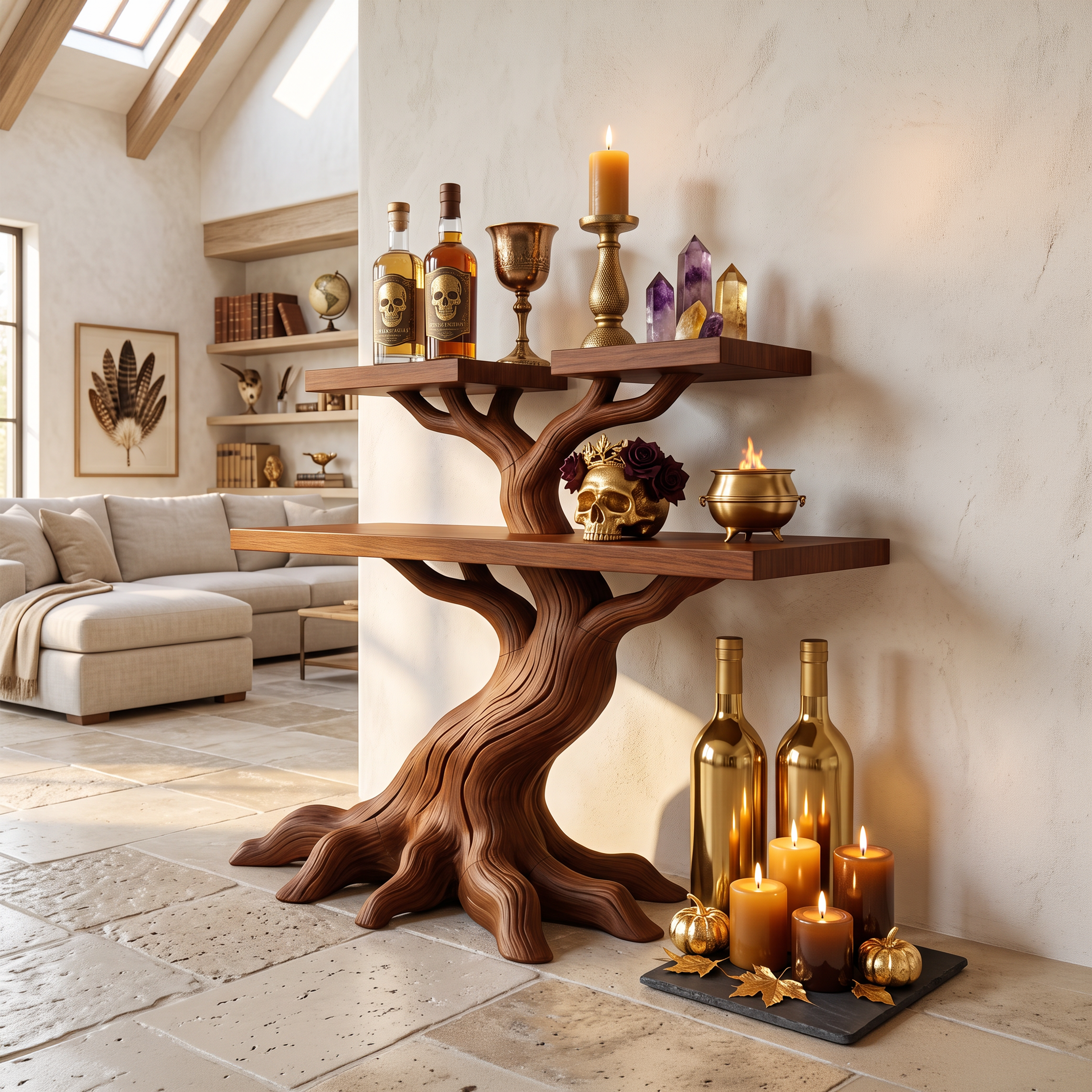 Consolle minimalista ad albero contorto per decorazioni vintage di Halloween SILDTTNCS160