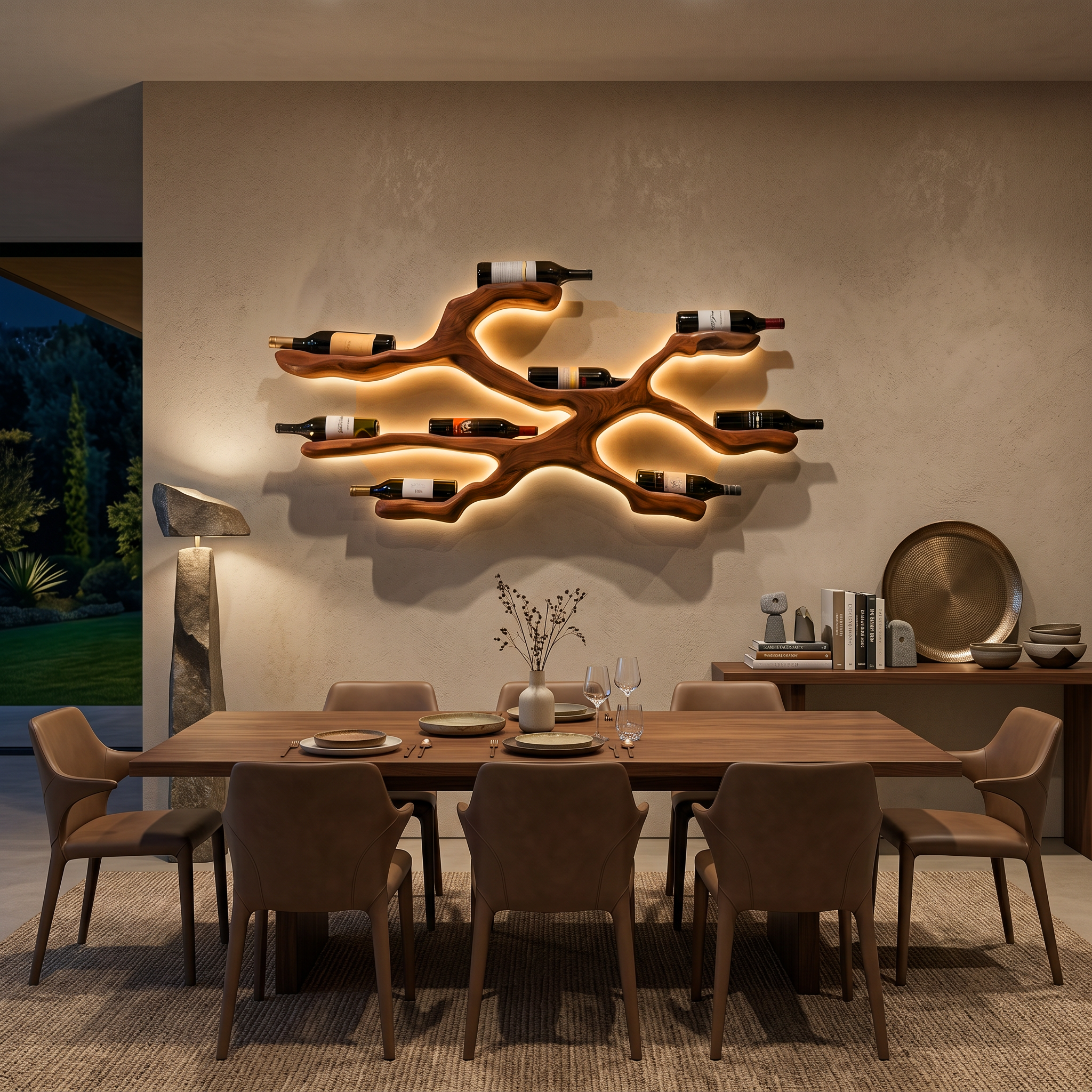 Espositore a parete portabottiglie moderno per cucina e sala da pranzo RTTHTTWH012