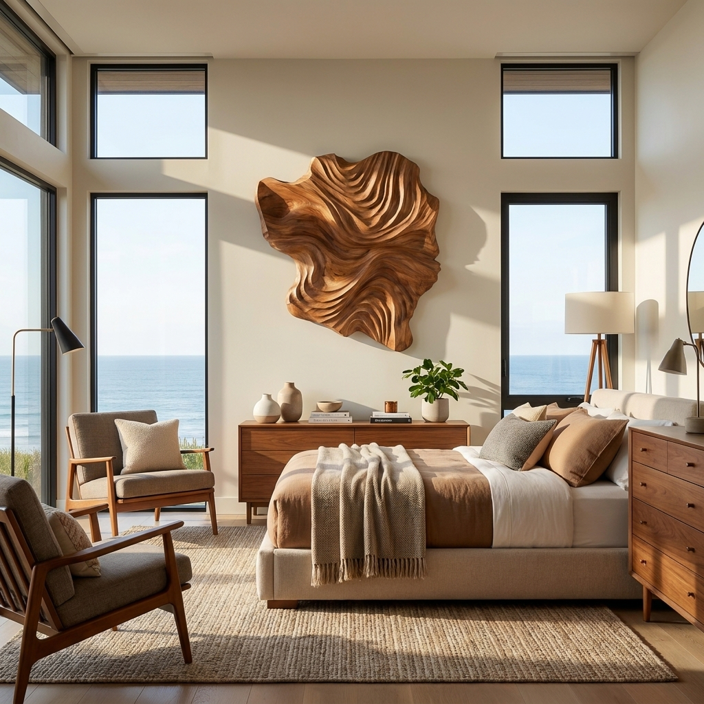 Arte da parete in legno organico, design a onda per salotto di lusso RTTHTTWA132