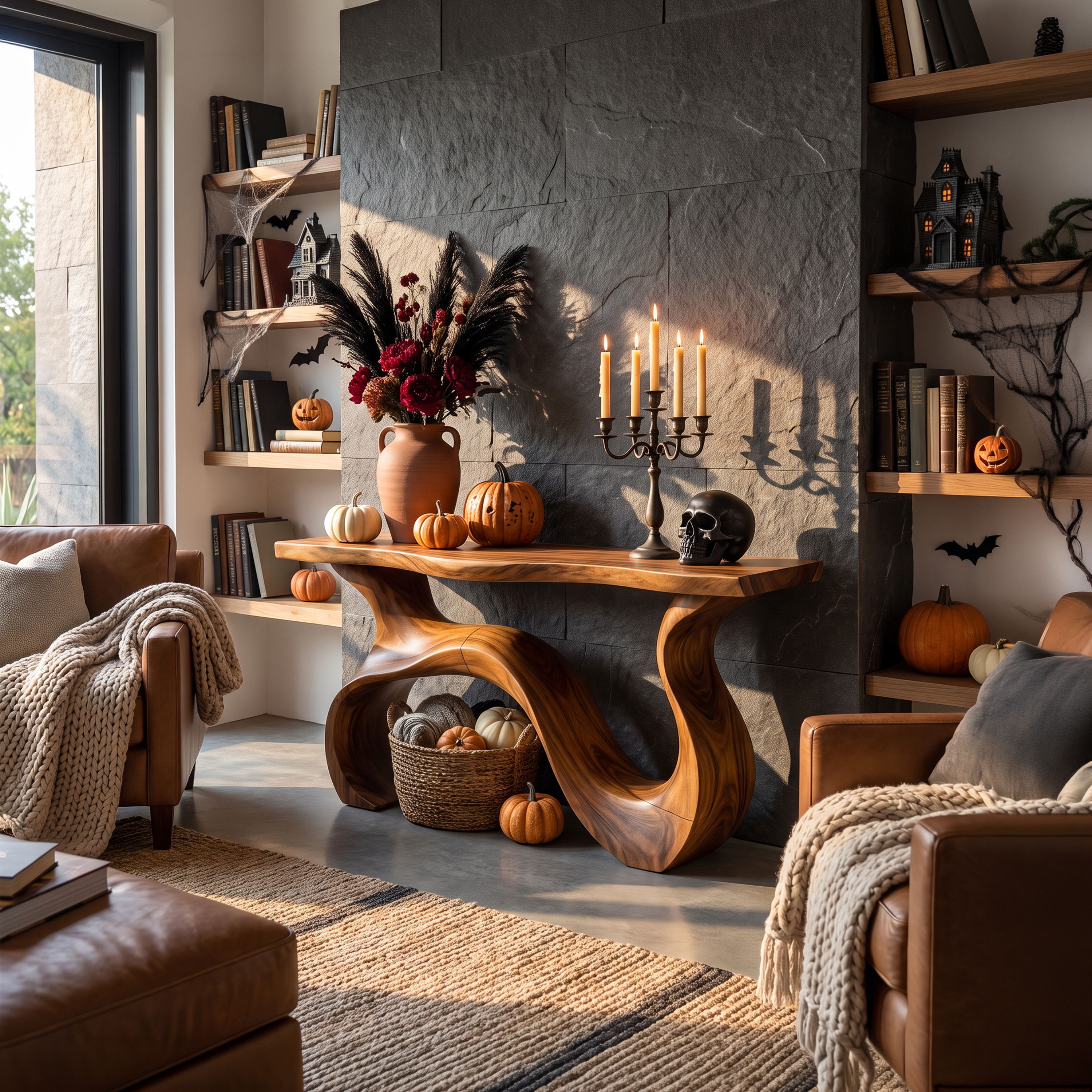 Tavolo espositivo a forma di radice organica per decorazioni di Halloween SILDTTNCS145