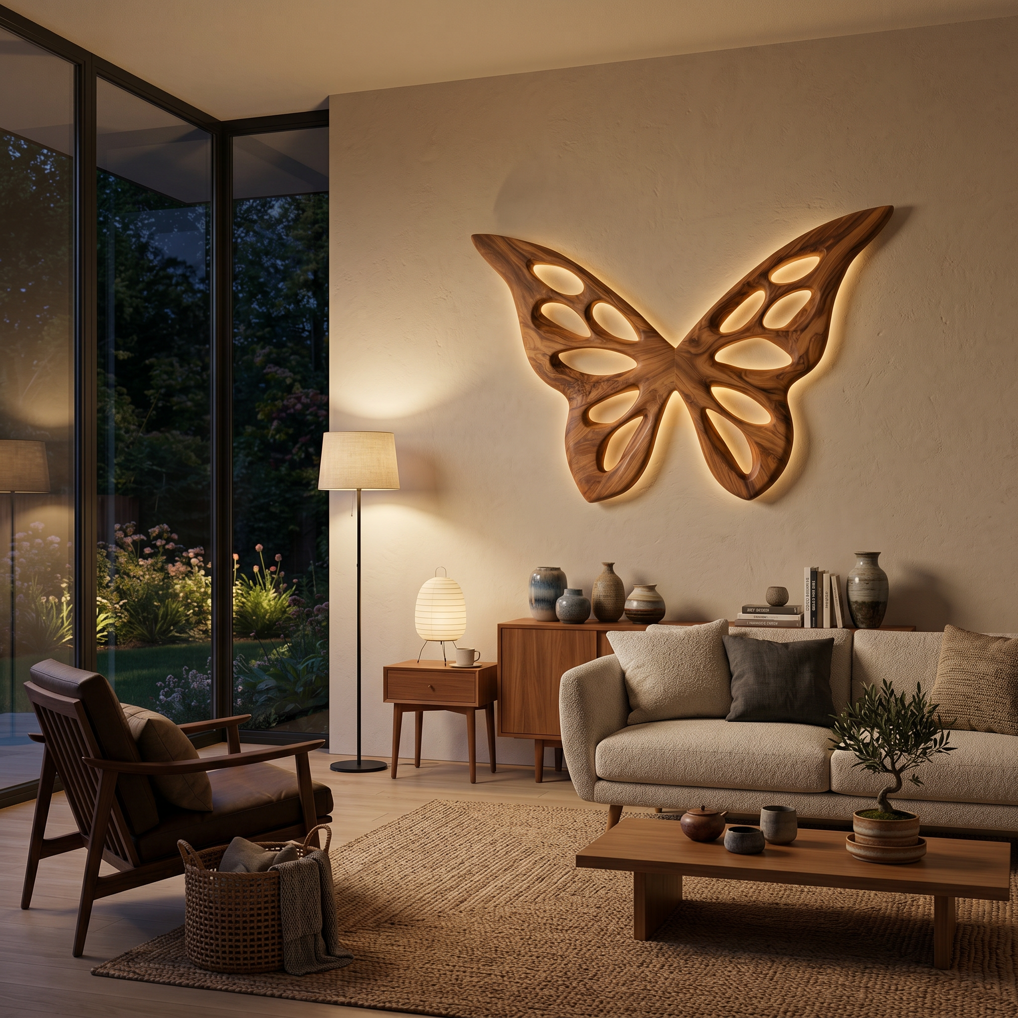 Arte da Parete Farfalla Artistica in Legno per Camera da Letto o Soggiorno Decor RTTHTTWA154