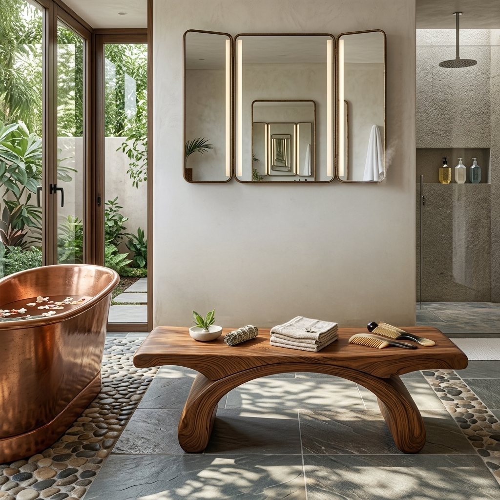 Panca doccia moderna e organica per bagno o arredamento spa SITHTTSB013