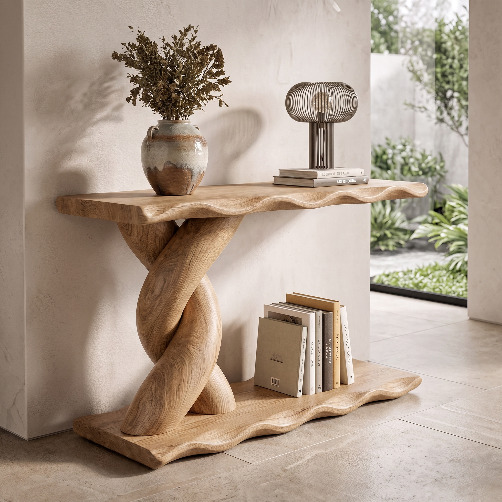Consolle Contemporanea Con Base A Spirale E Ripiano Inferiore Per Soggiorno SINLKICS701