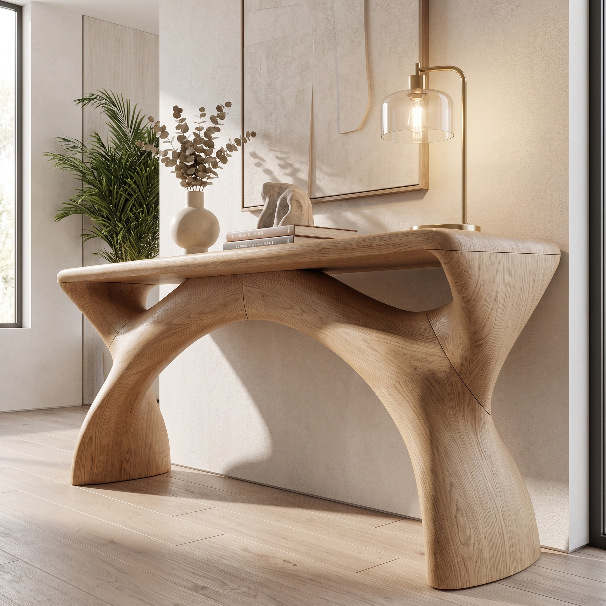 Consolle Mid-Century con Cornice Curva Fluida per Ingresso SINLKIFLP144