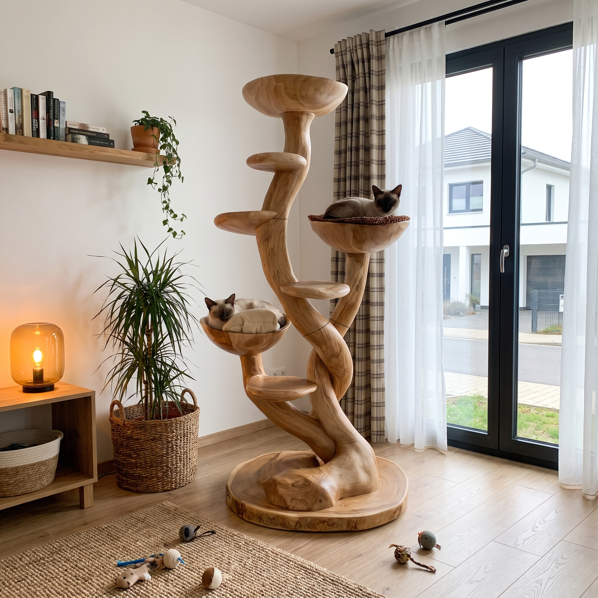 Albero Tira Graffi Scultoreo Organico Con Piattaforme Multi Livello Per Gatti Da Interno SINLHATT018