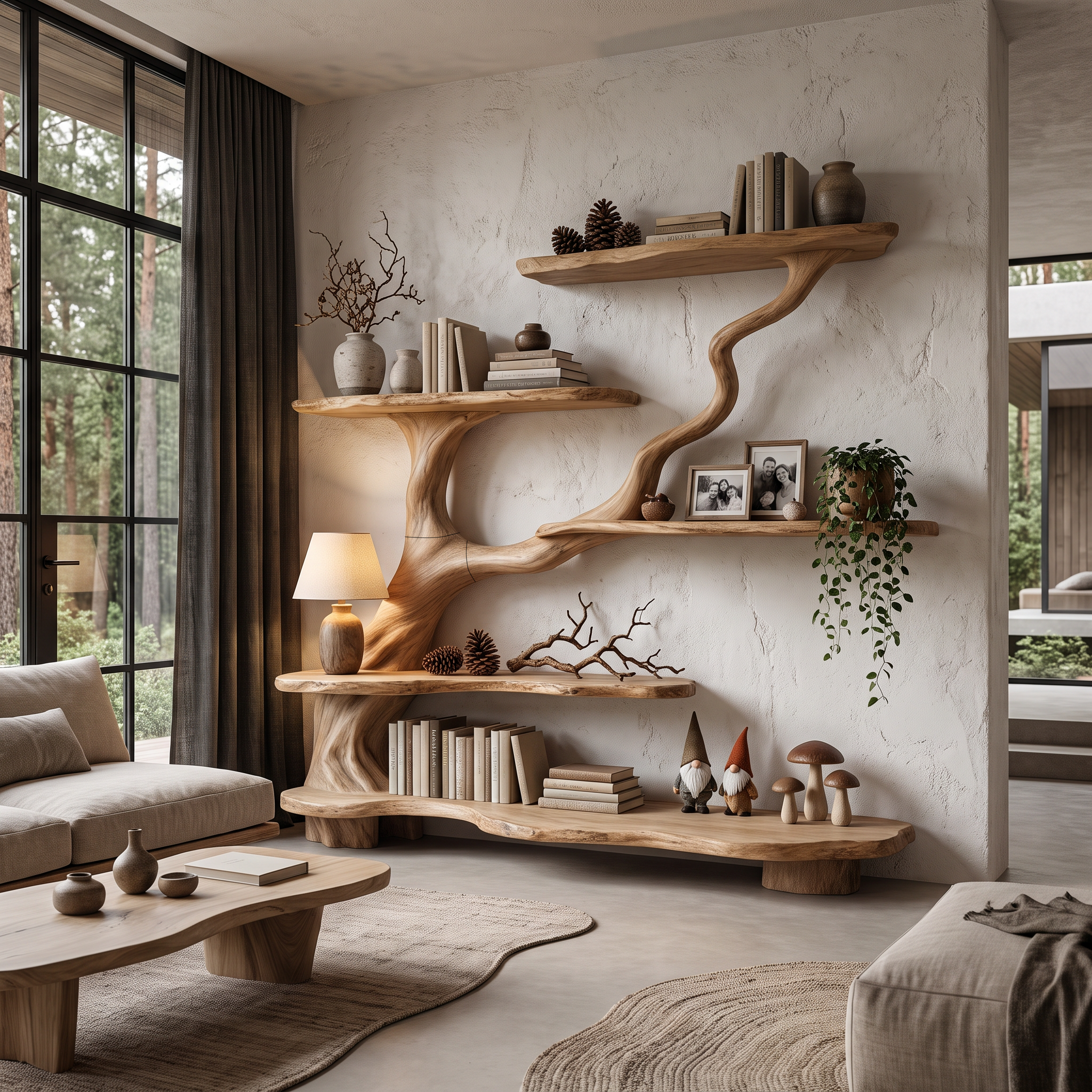 Libreria ad albero biologica con design a rami fluenti per soggiorno SINLHATB776