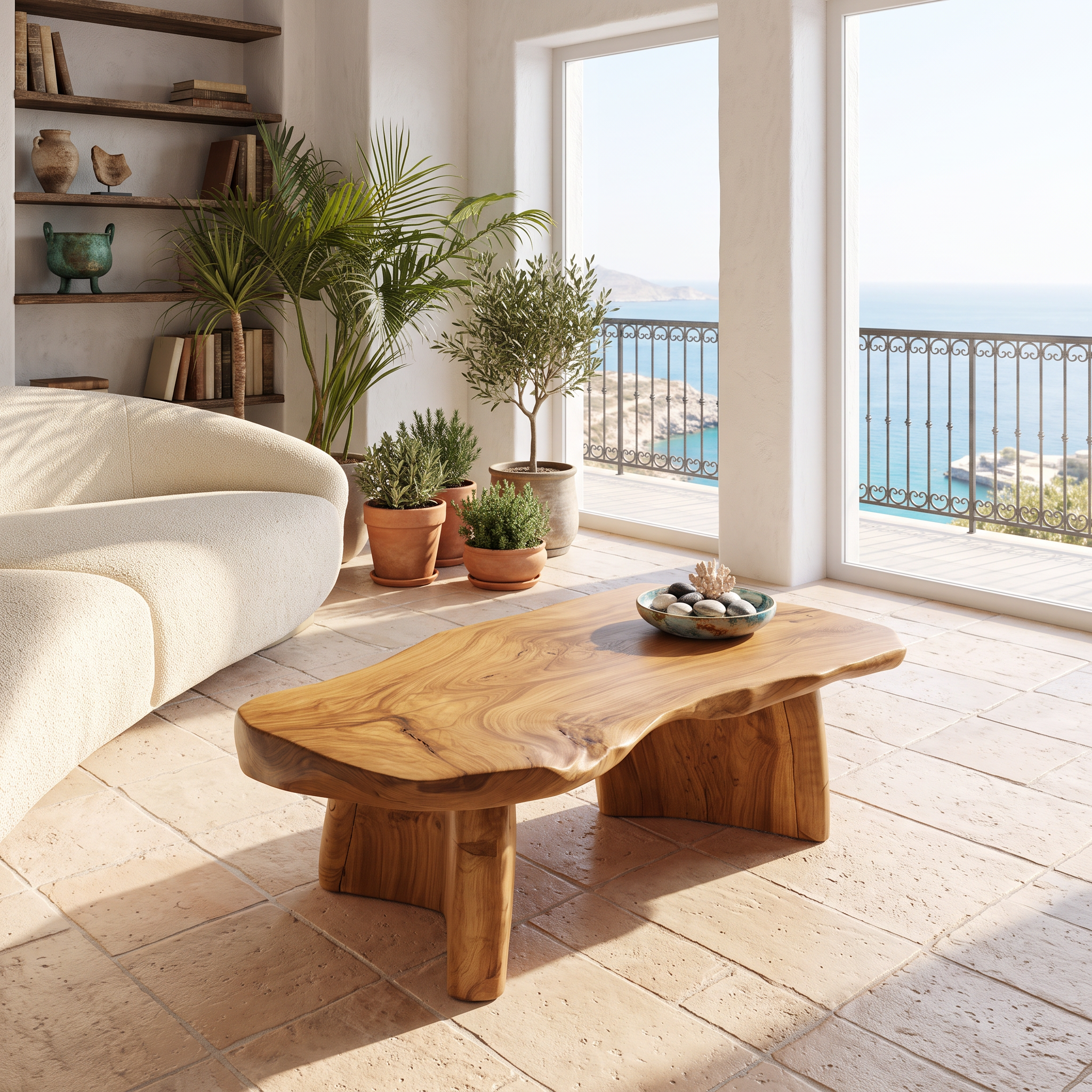 Tavolino da caffè Organic Modern Live Edge con bordo naturale per soggiorno SINLHACF420