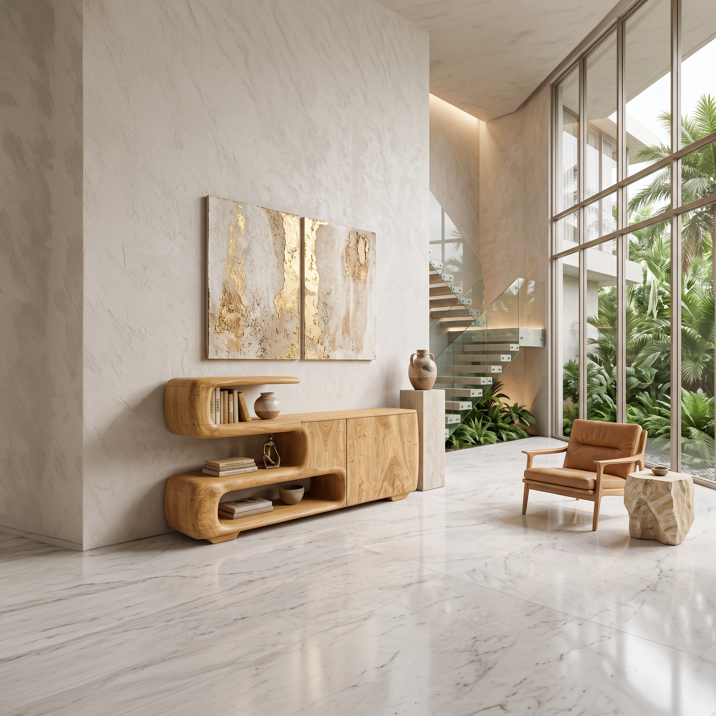 Credenza Organica Con Ripiani E Mobile Per Soggiorno SITHTTSD025