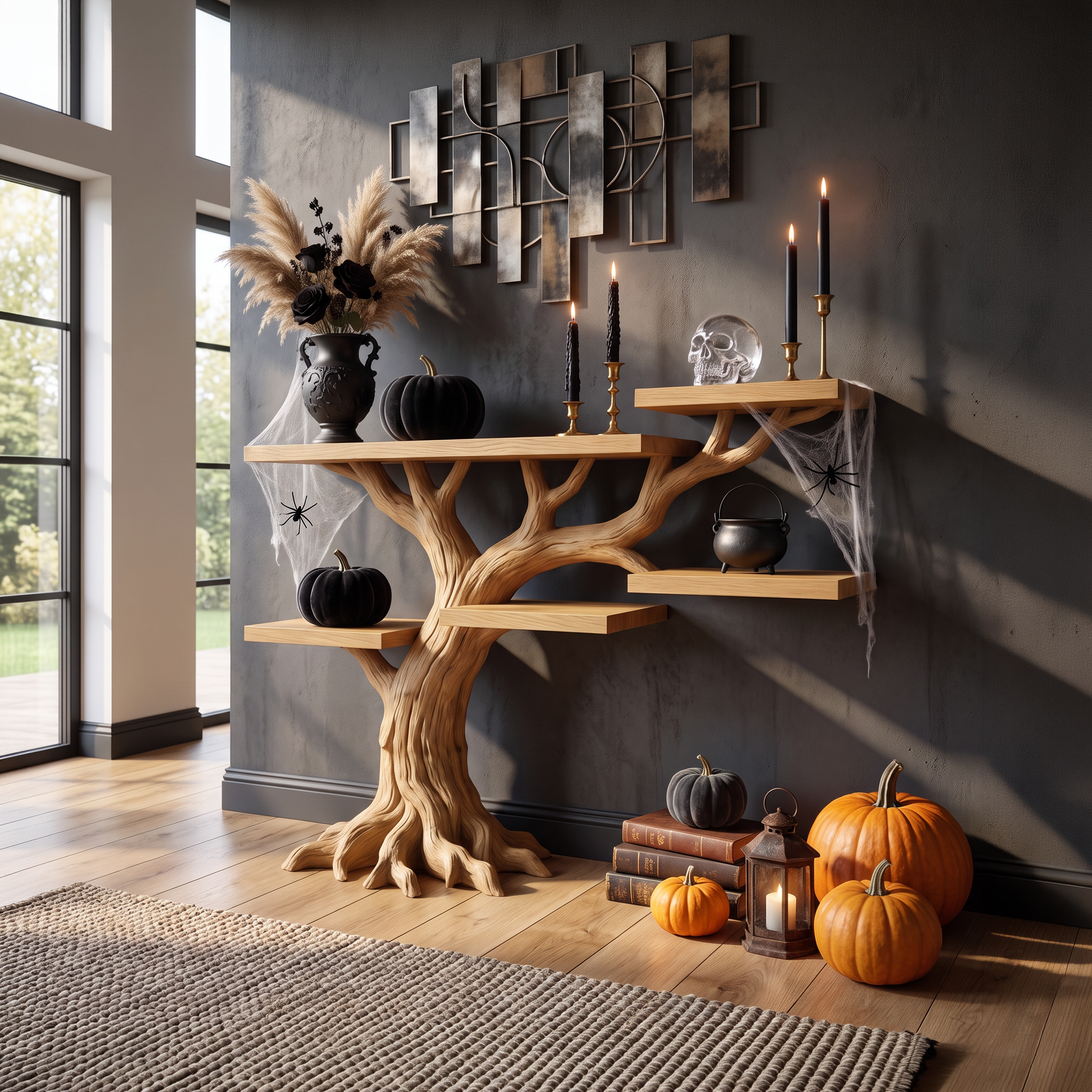 Tavolino d'appoggio Minimalista a Forma di Albero Contorto per un'Atmosfera Halloween da Strega SILDTTNCS154