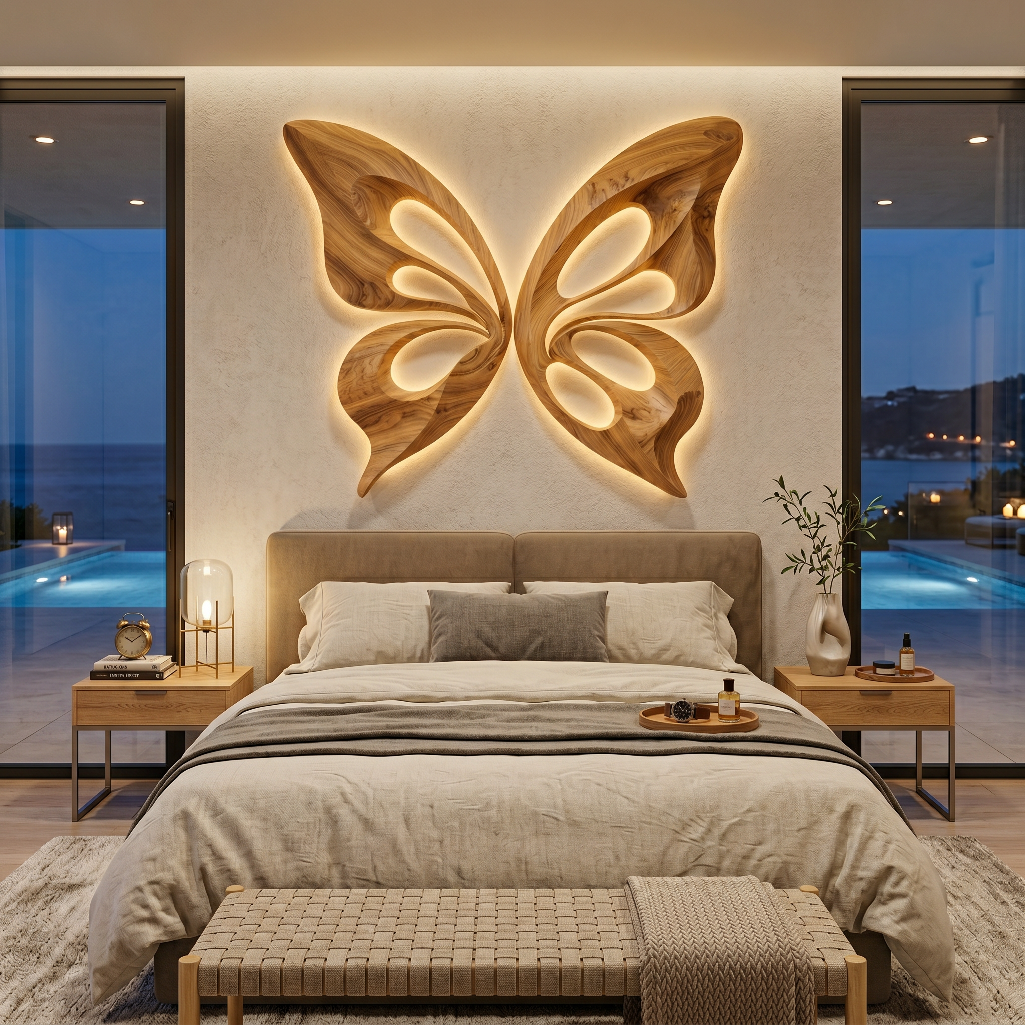 Decorazione da Parete Moderna a Farfalla in Legno Intagliata a Mano per Soggiorno RTTHTTWA153