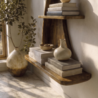 Sculptural Bookshelf Handcrafted Curved Wood Shelves For Home Office SINLKIBS052
