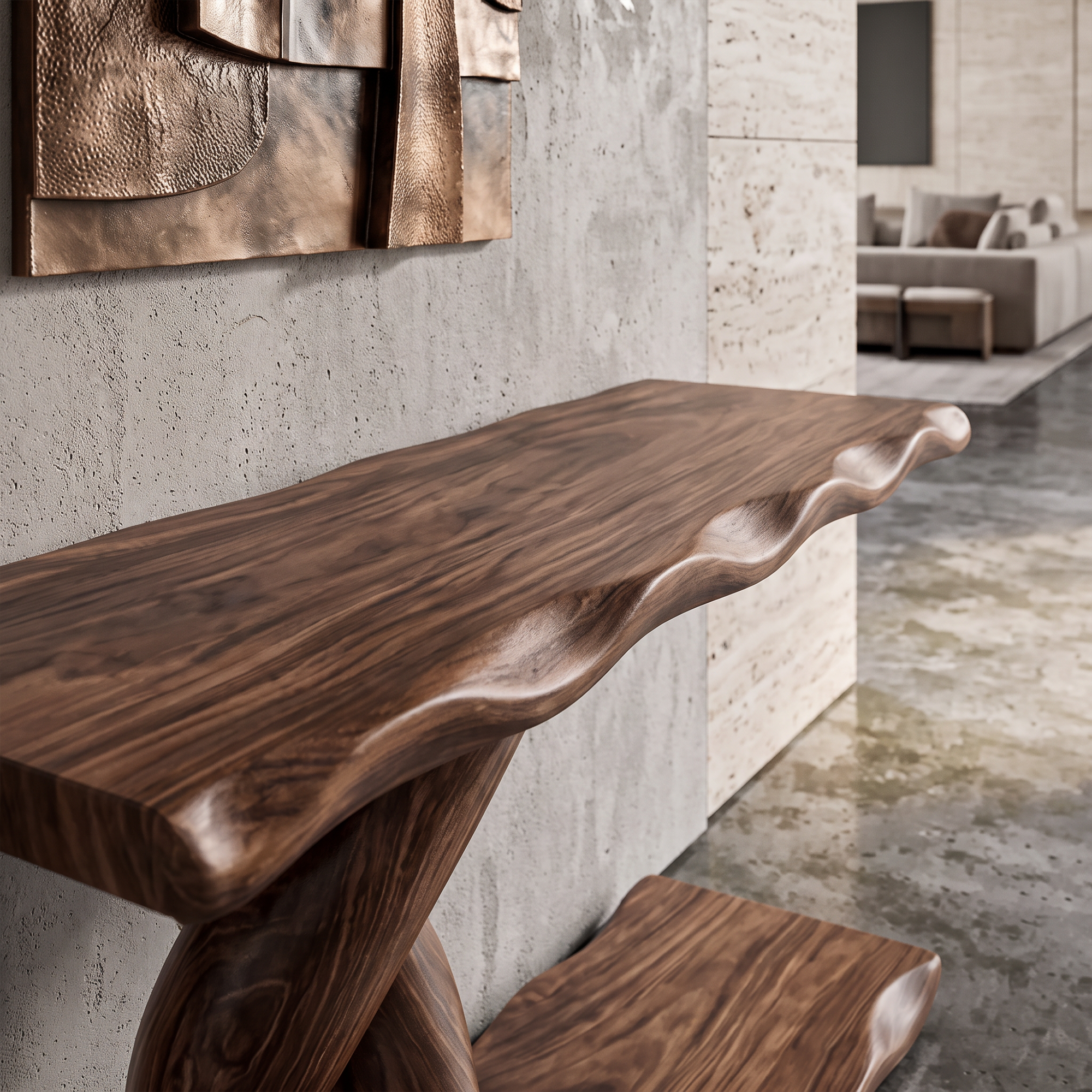 Consolle Contemporanea Con Base A Spirale E Ripiano Inferiore Per Soggiorno SINLKICS701