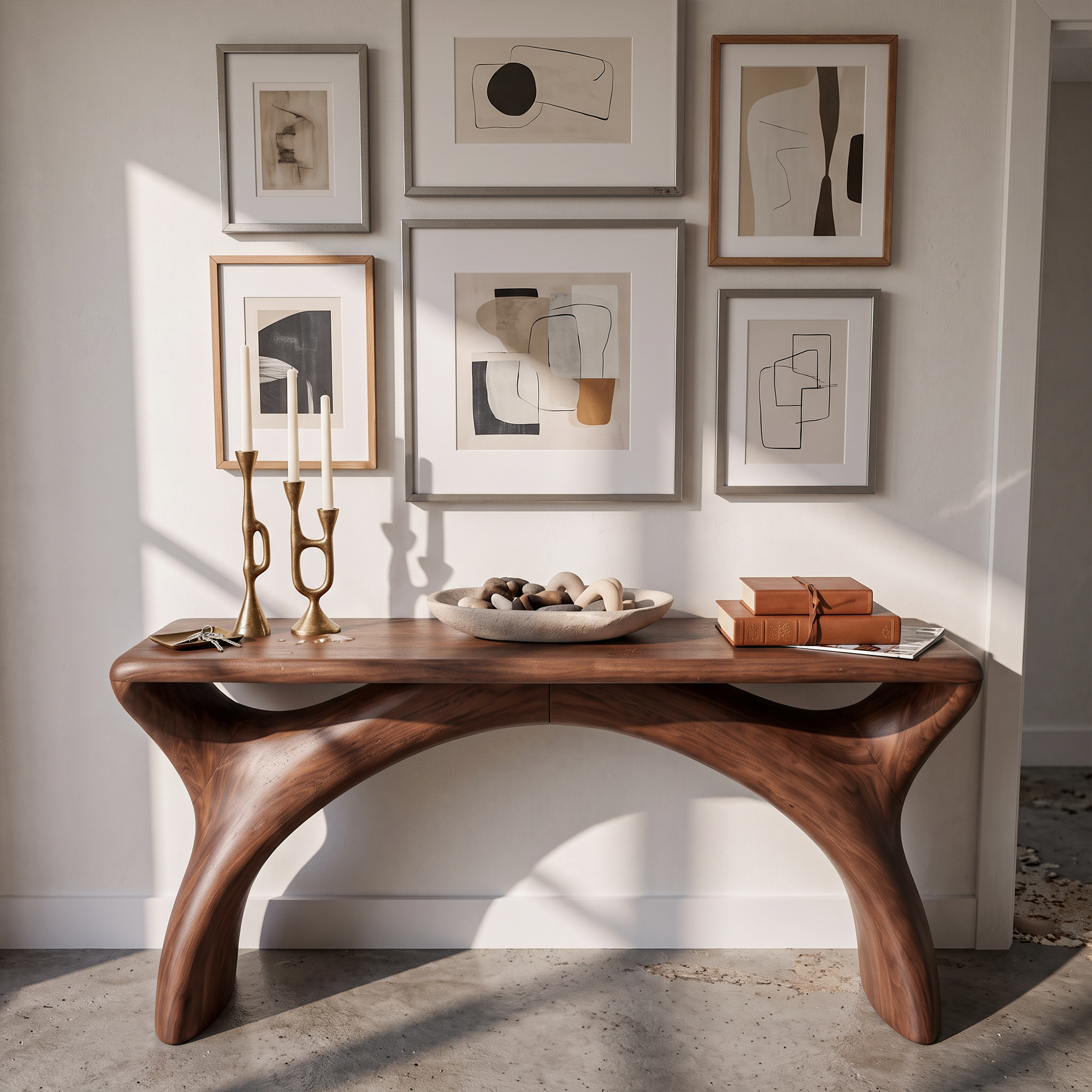 Consolle Mid-Century con Cornice Curva Fluida per Ingresso SINLKIFLP144
