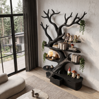 Sculptural Tree Bookshelf Handcrafted Tree Branch Design For Home Office SINLHATB769