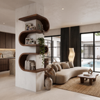 Sculptural Corner Wall Bookshelf Handcrafted Curved Design For Living Room SINLHABS067