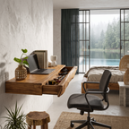 Rustic Floating Desk With Live Edge Design For Home Office And Workspace SINLHADE169