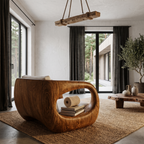 Contemporary Sculptural Chair With Flowing Armrest Design For Living Room SINLHACHR039