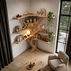 Libreria angolare moderna a forma di albero con ripiani asimmetrici per soggiorno SINLHATB777