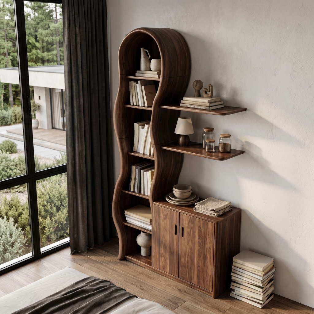 Vetrina Moderna in Legno con Cornice Scultorea a Rami per Soggiorno SINLHASD540