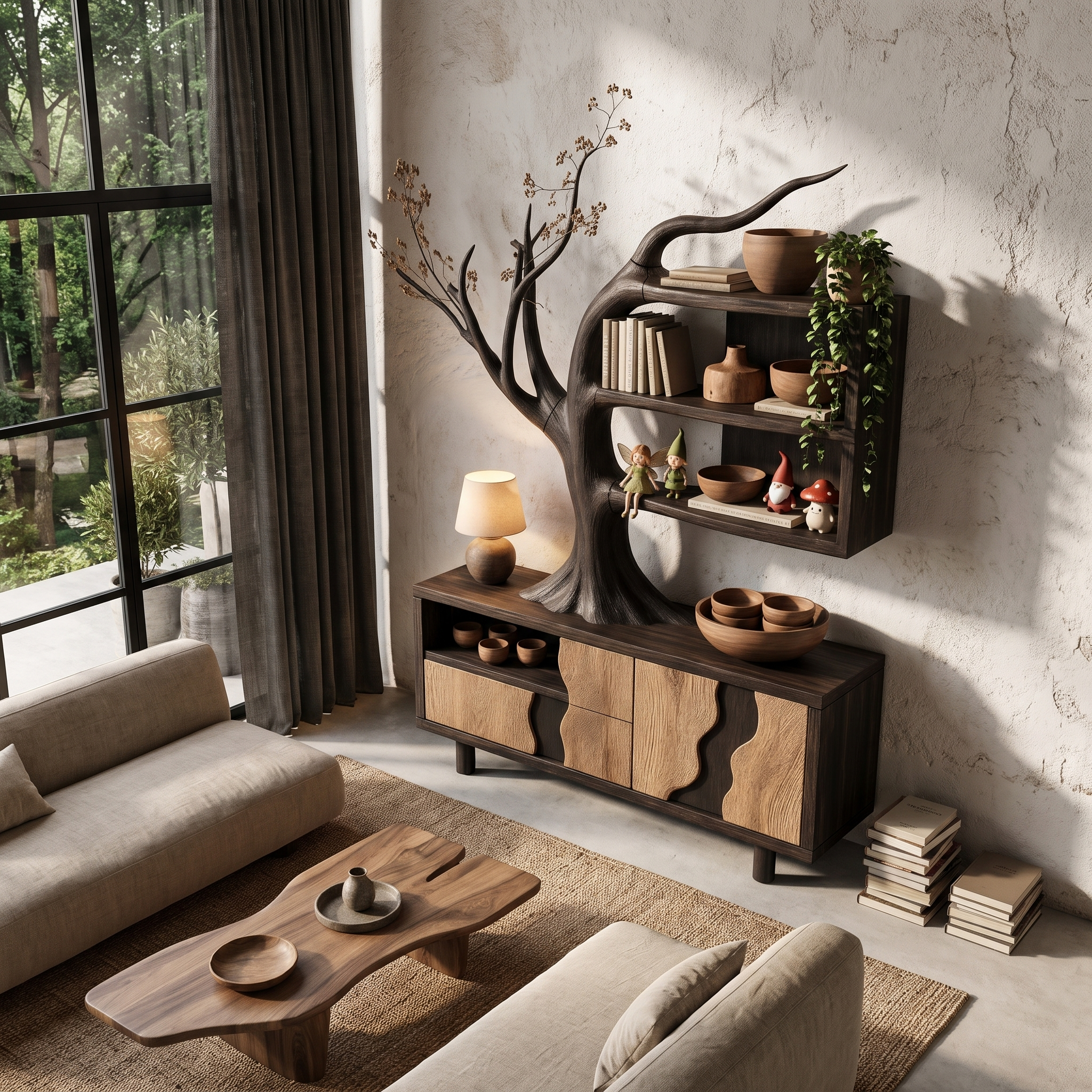 Mobile Moderno Con Design Integrato A Ramo D'Albero Per Soggiorno SINLHASD546