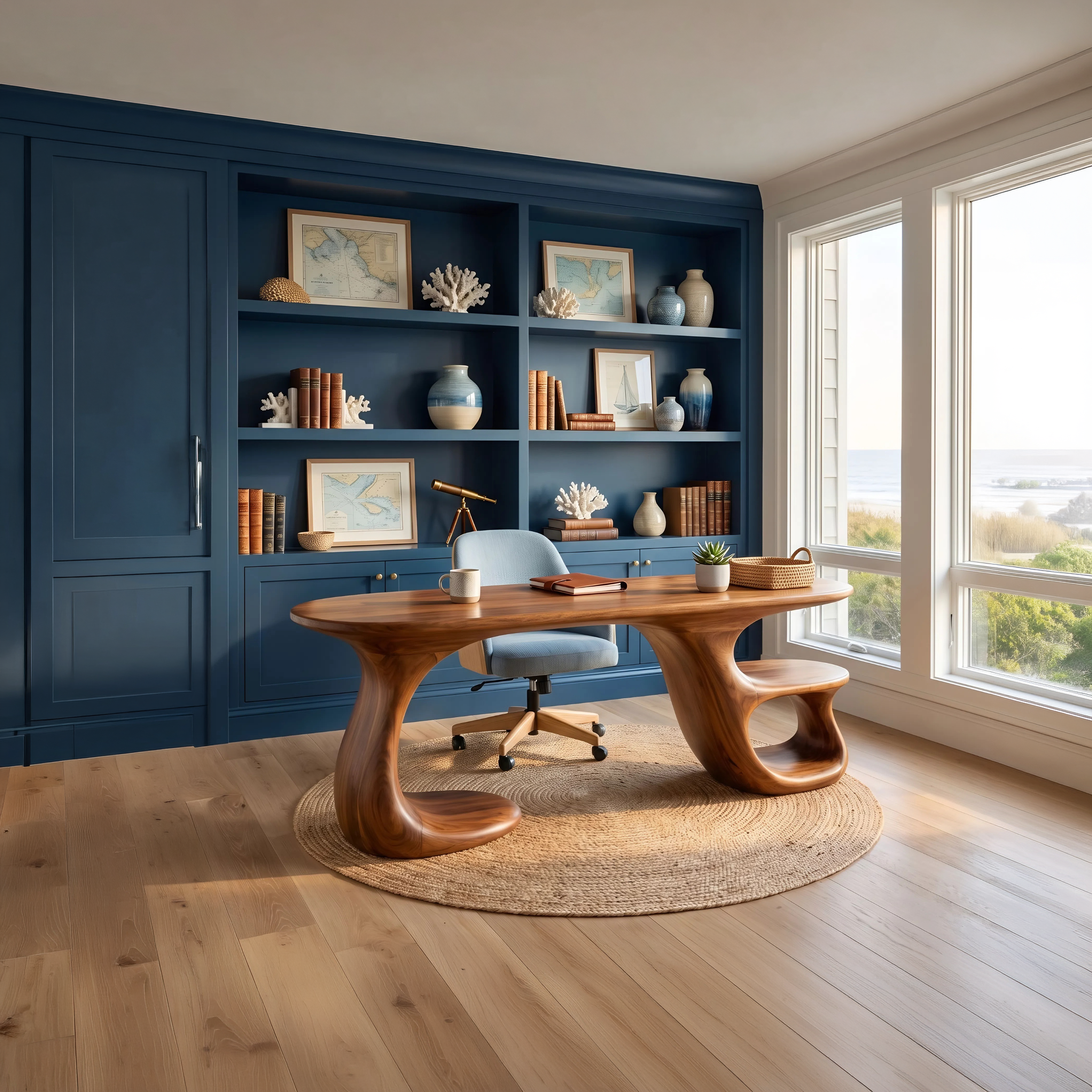 Modern Curved Shelf Desk Home Office Apartment SILDTTNDE056