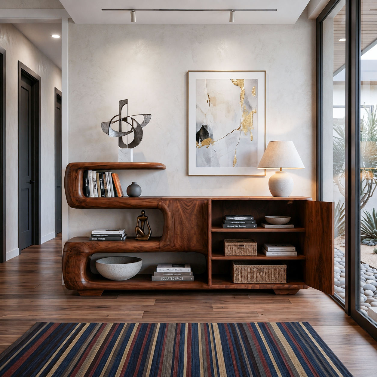 Credenza Organica Con Ripiani E Mobile Per Soggiorno SITHTTSD025