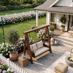 Dondolo da Giardino in Legno Naturale con Schienale RTTHTTSG002