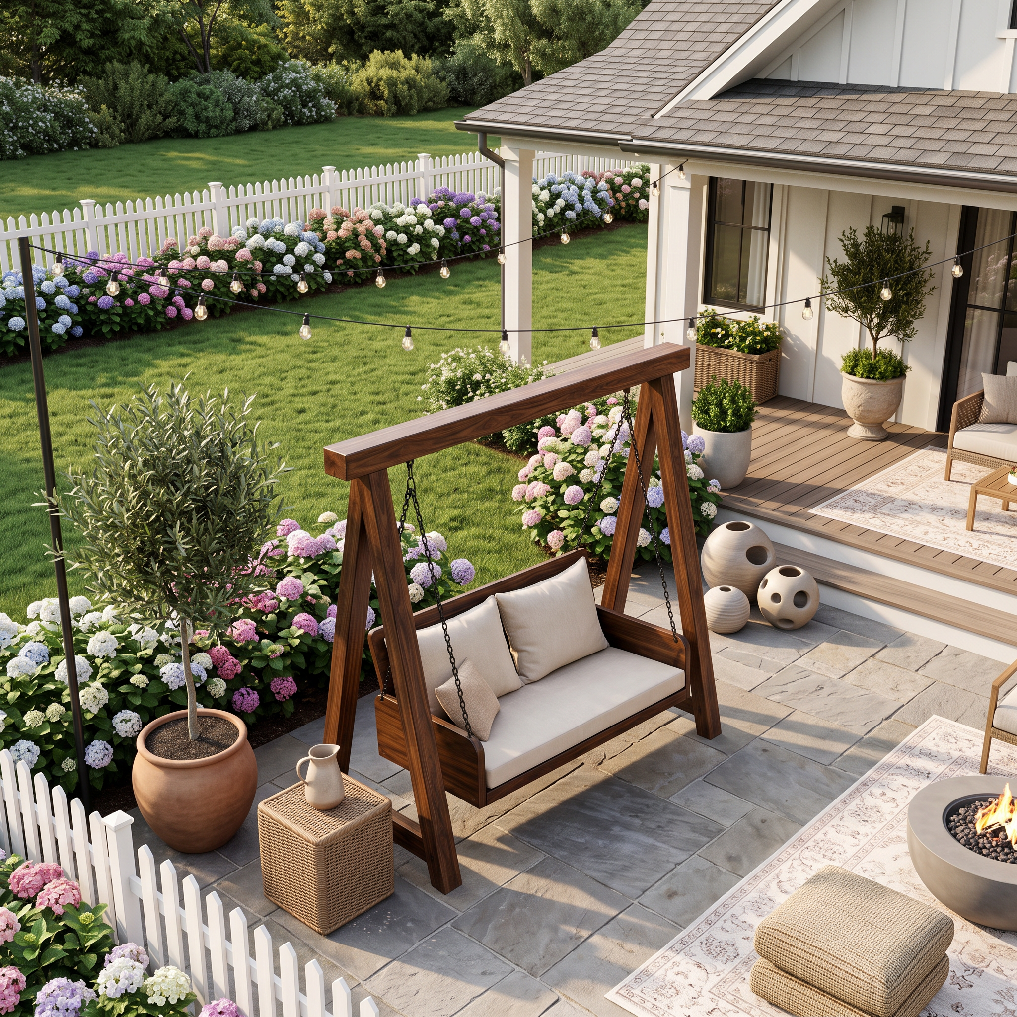 Dondolo da Giardino in Legno Naturale con Schienale RTTHTTSG002