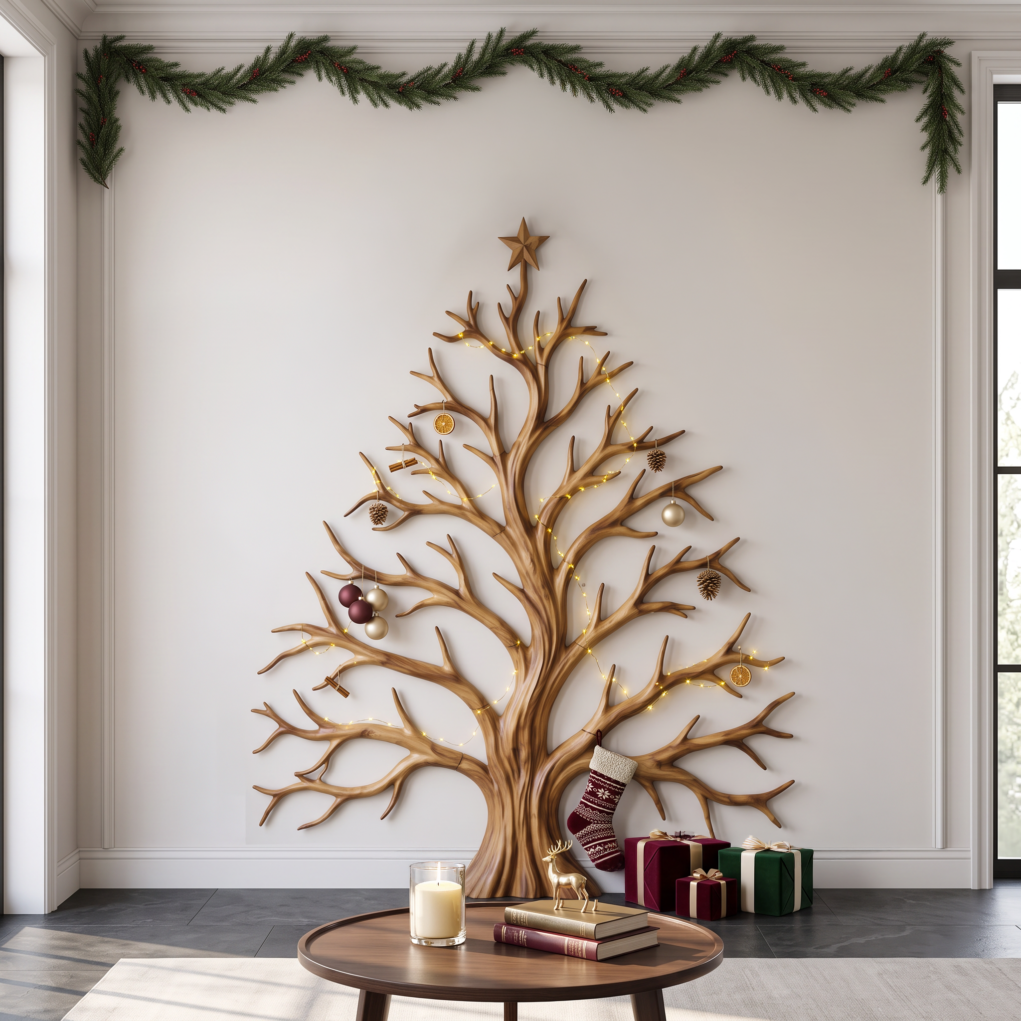 Contemporary Christmas Wall Decor With Artistic Tree Silhouette For Hallway SINLSAWA138