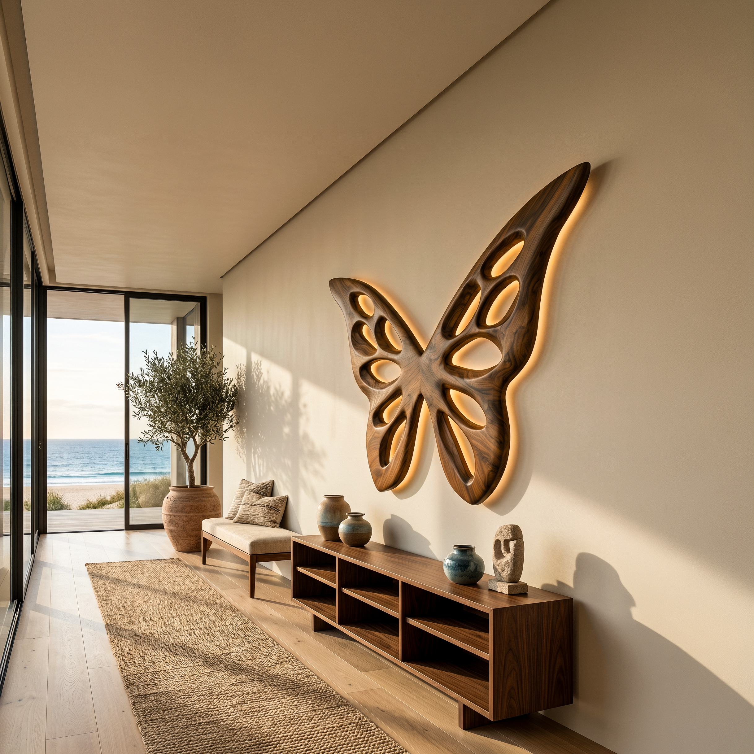 Arte da Parete Farfalla Artistica in Legno per Camera da Letto o Soggiorno Decor RTTHTTWA154