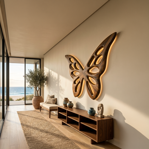 Arte da Parete Farfalla Artistica in Legno per Camera da Letto o Soggiorno Decor RTTHTTWA154