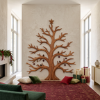 Rustic Christmas Wooden Wall Sculpture With Bare Branch Tree Design For Living Room SINLSAWA139