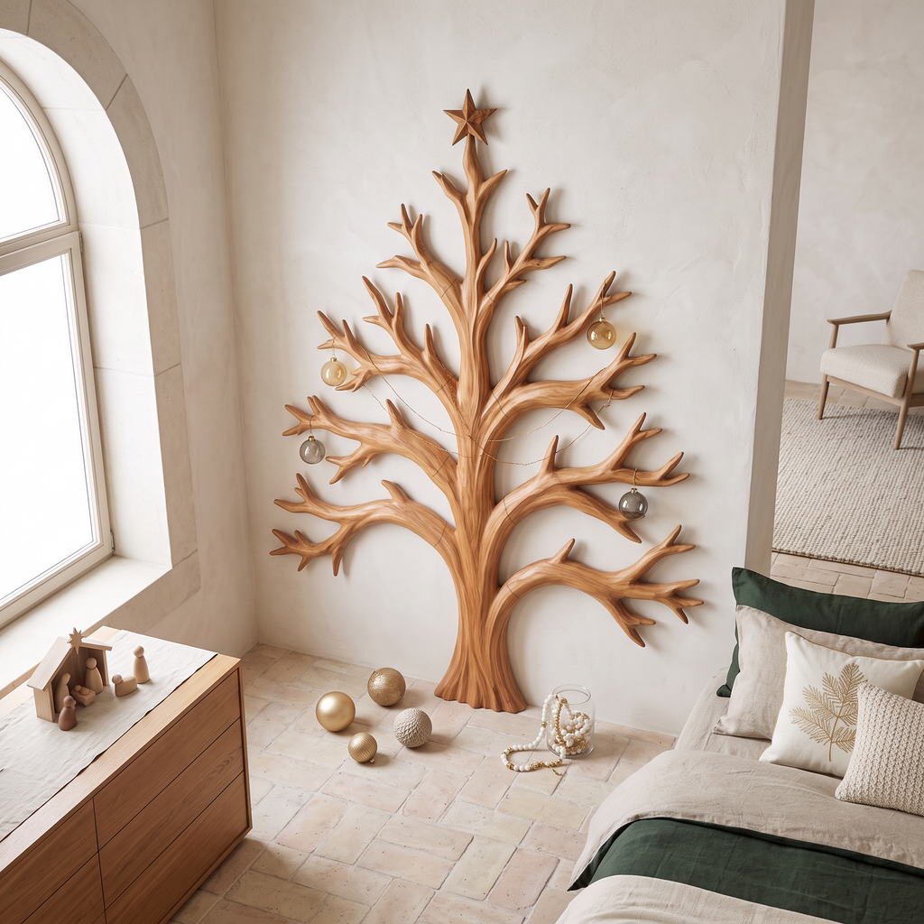 Natural Christmas Tree Wall Decor With Twisted Tree Branches For Entryway SINLSAWA141