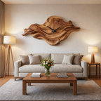 Orologio da Parete Contemporaneo in Legno con Scultura a Onda Unica per la Casa RTTHTTWAC025