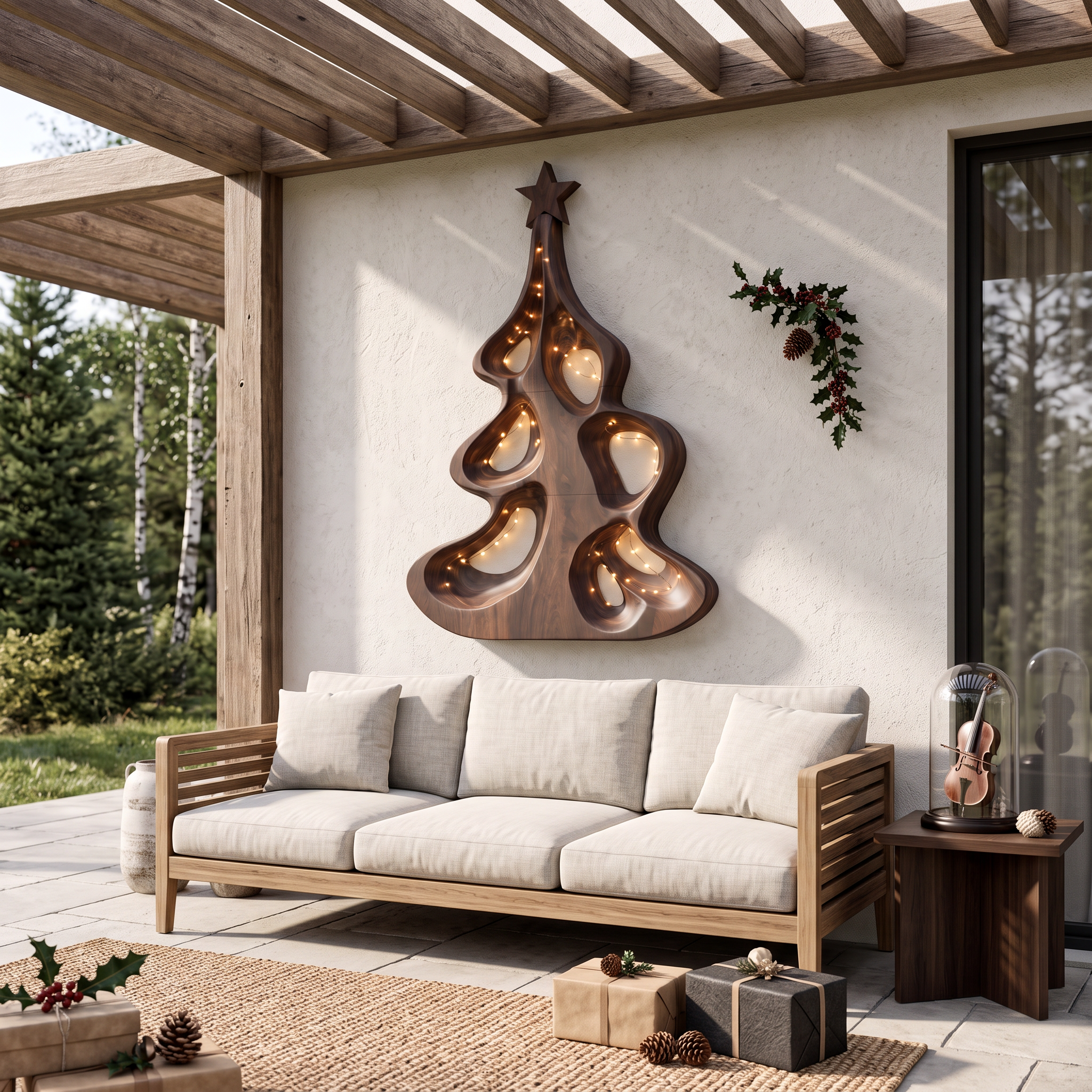 Decorazione moderna da parete natalizia con albero cavo artistico per l'ingresso SINLSAWA151