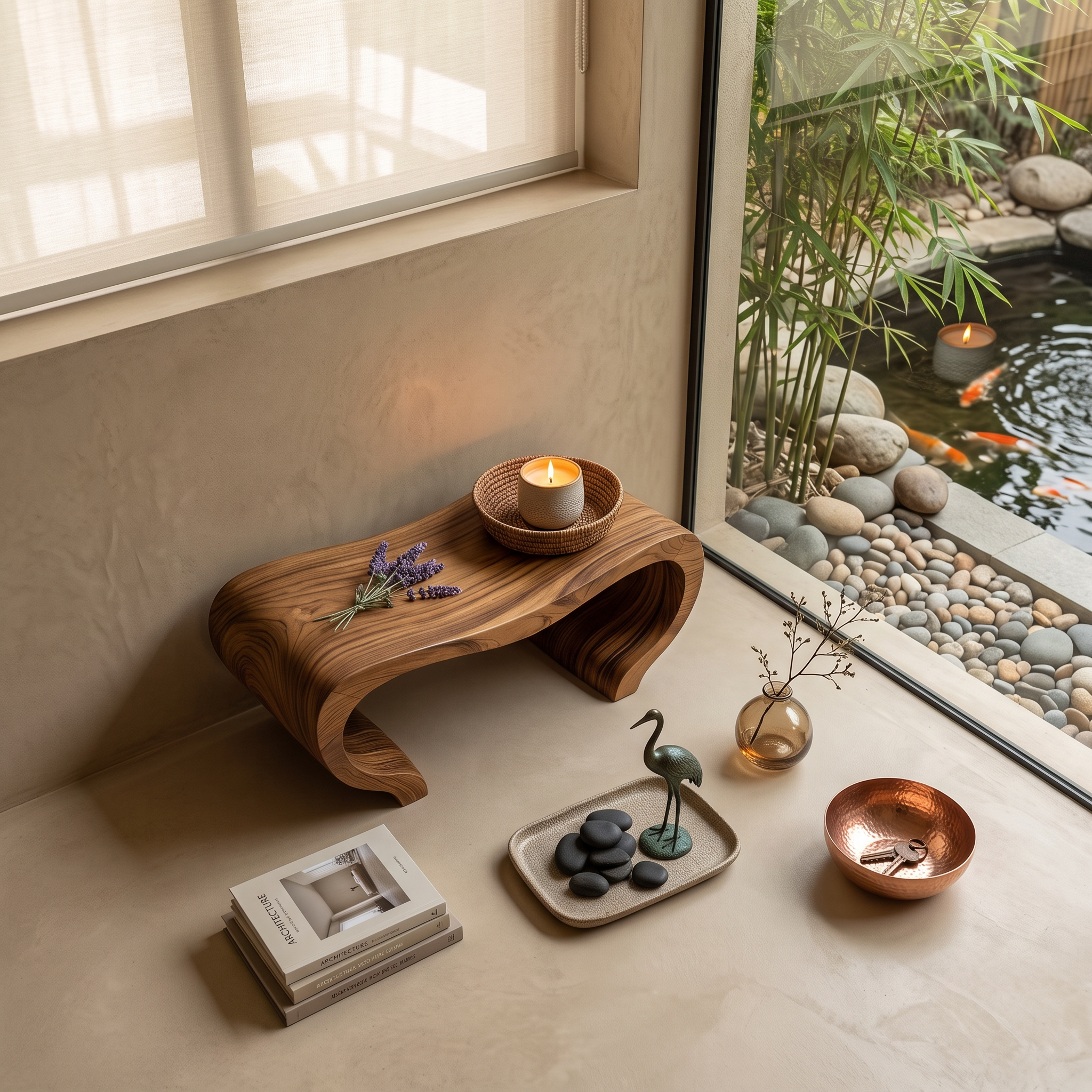 Panca da doccia moderna e organica per decorazioni spa o bagno SITHTTSB007