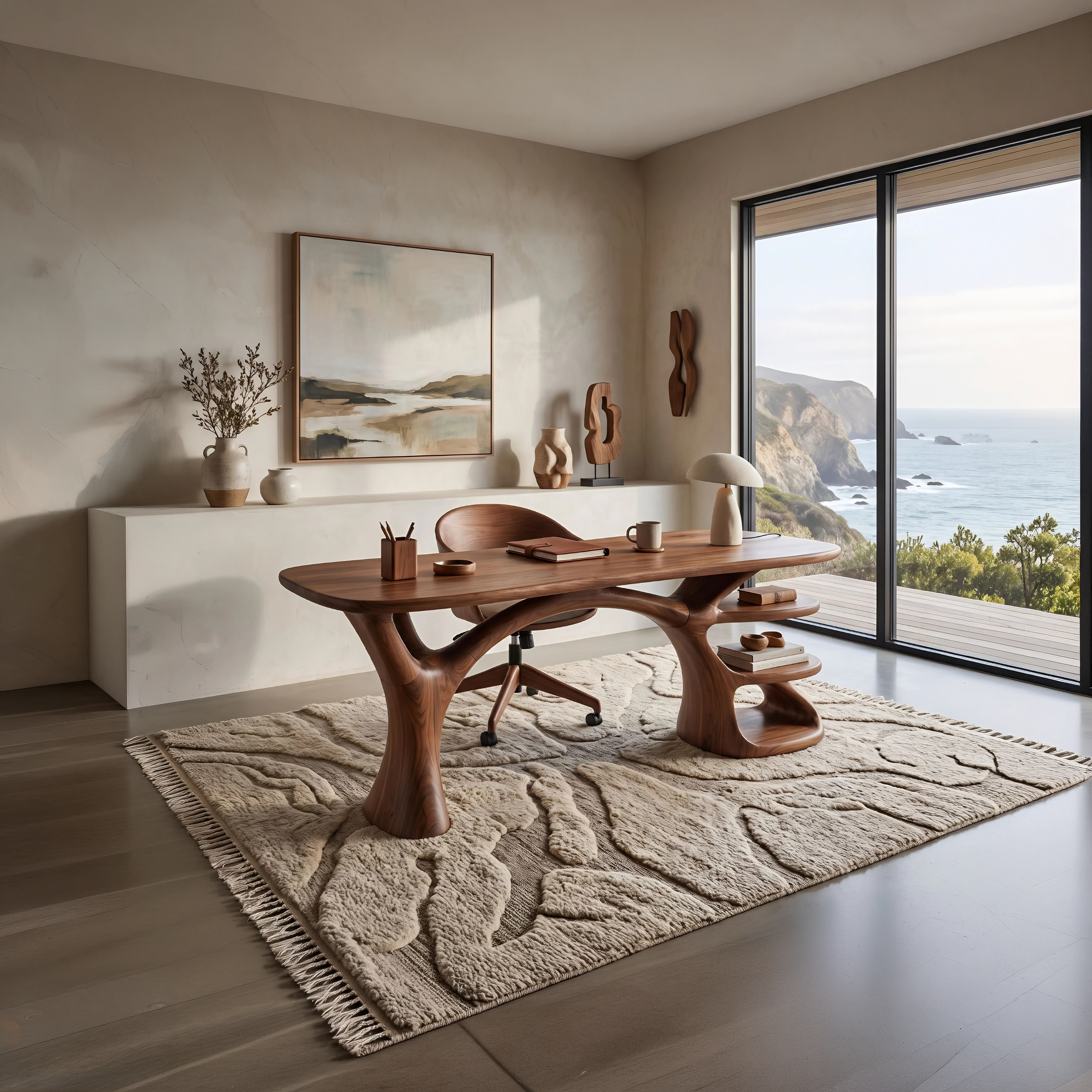 Modern Organic Form Study Desk Bedroom Workspace SILDTTNDE045