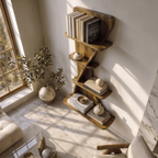 Sculptural Bookshelf Handcrafted Curved Wood Shelves For Home Office SINLKIBS052