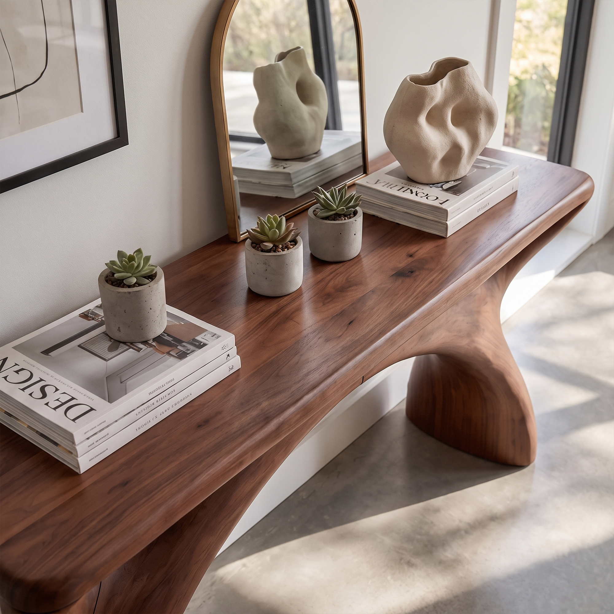 Consolle Mid-Century con Cornice Curva Fluida per Ingresso SINLKIFLP144