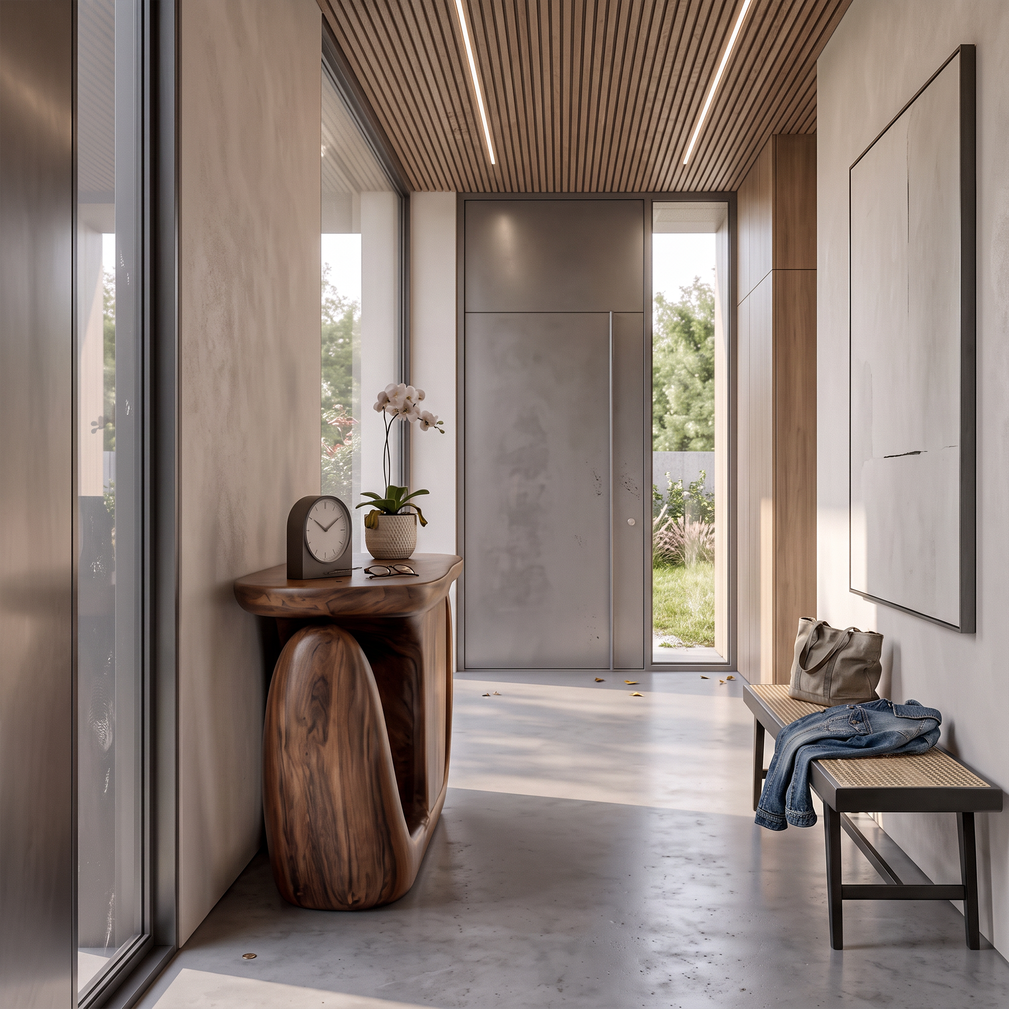 Consolle Moderna con Base Scultorea e Contenitore per Ingresso SINLKICS704