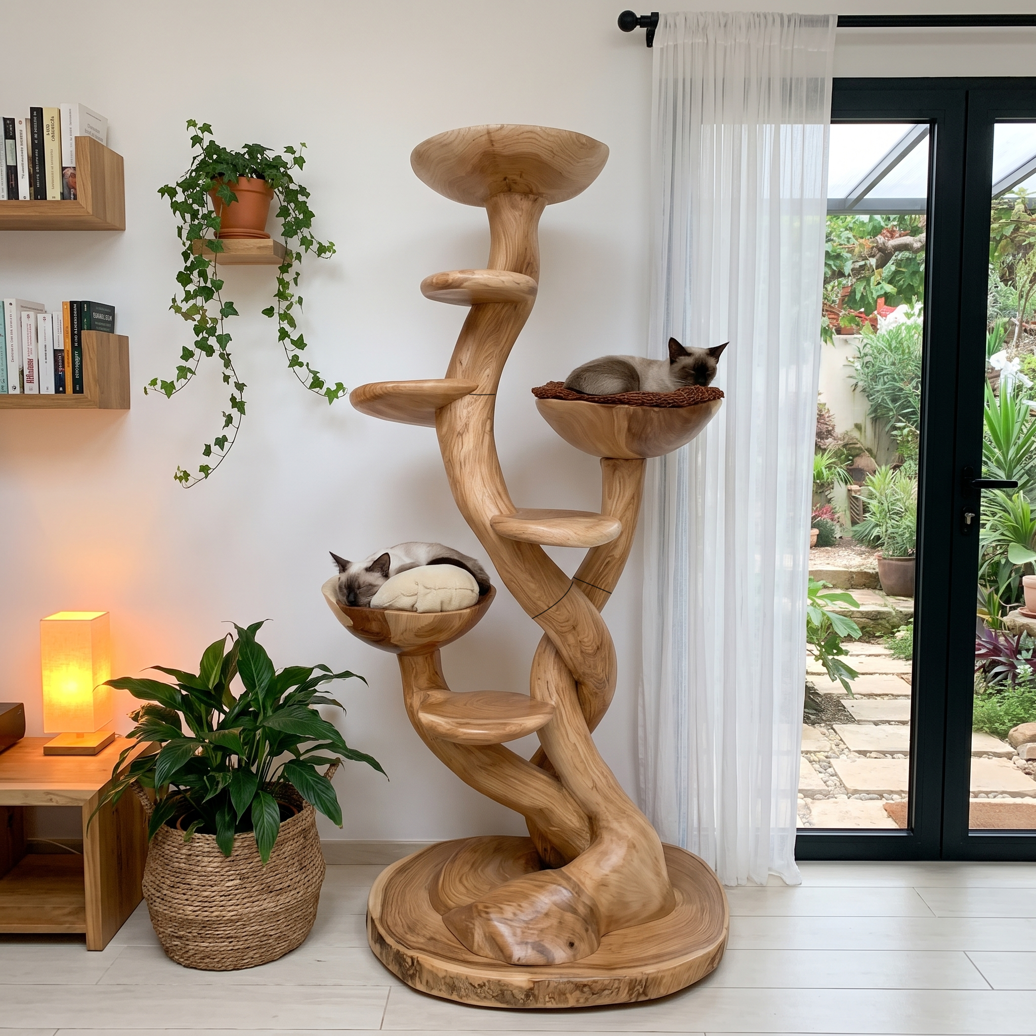 Albero Tira Graffi Scultoreo Organico Con Piattaforme Multi Livello Per Gatti Da Interno SINLHATT018