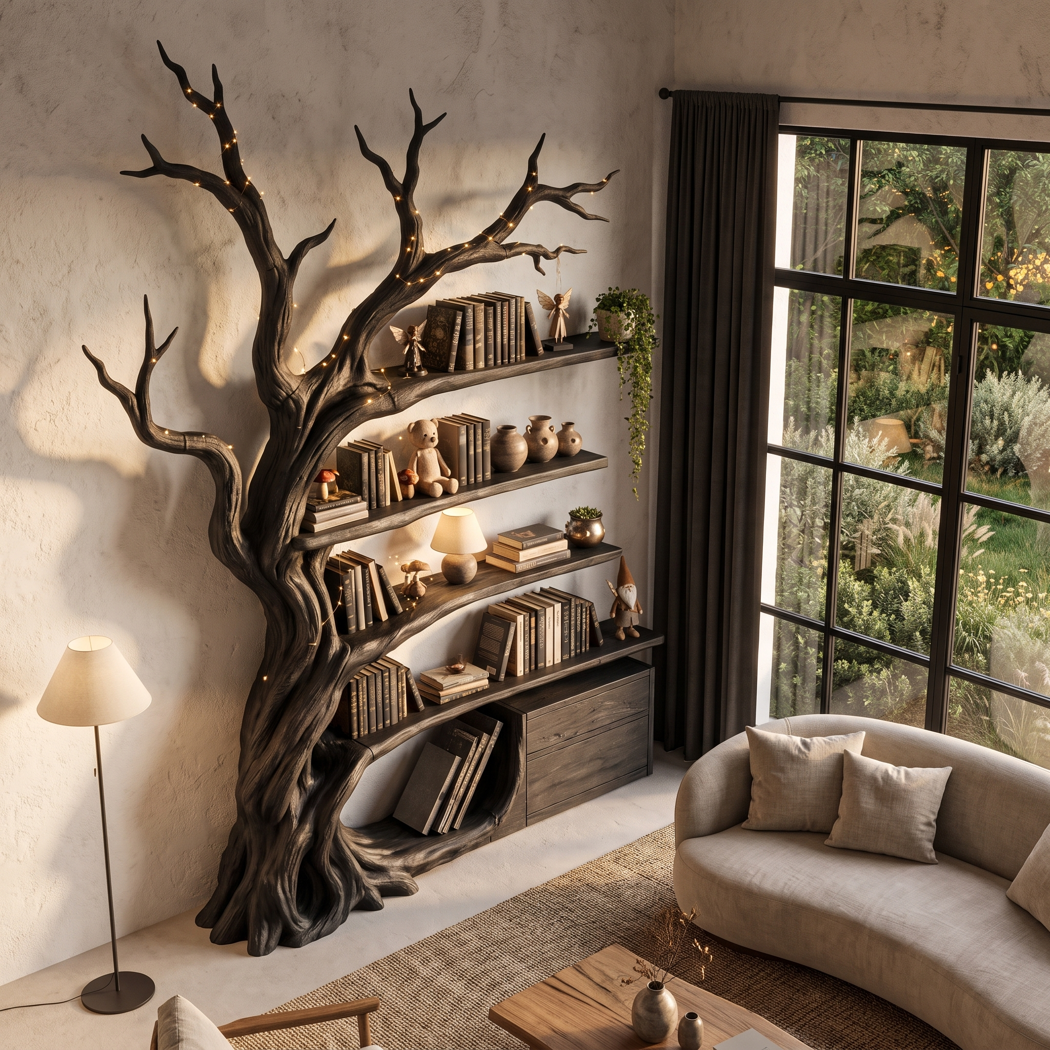 Modern Tree Bookshelf Handcrafted Branch Shelves For Home Library SINLHATB768