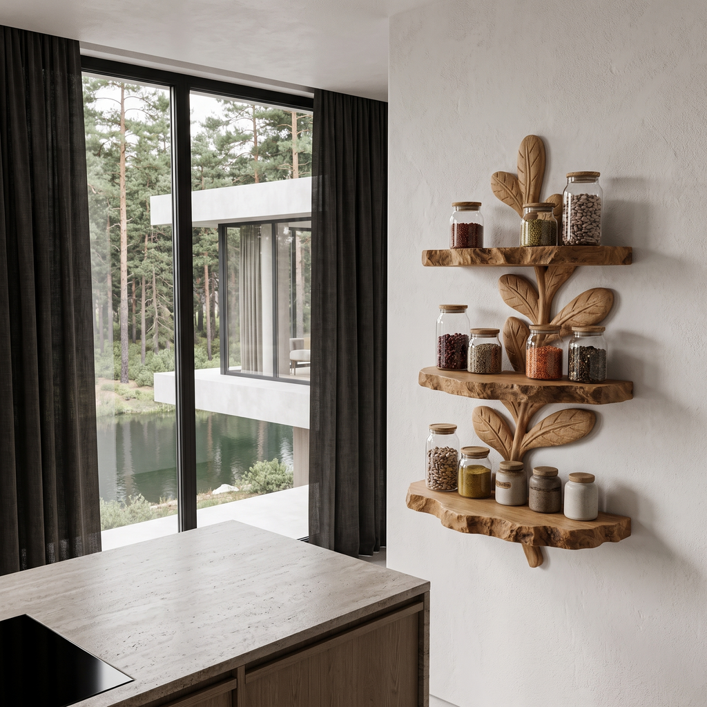 Modern Floating Shelf Handcrafted Solid Wood Design For Home Office SINLHAFL065