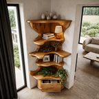 Modern Corner Bookshelf With Drawer Storage For Living Room SINLHABS074